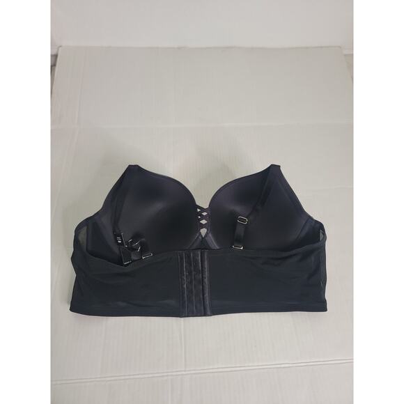 Torrid XO Plunge Push Up Longline Straight Back Bra 46D Pleather Black NEW - Picture 4 of 8